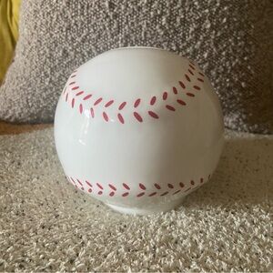 Tiffany &Co Ceramic Piggy Bank Baseball Shape White Coin Bank Used Rare